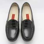 WORN ONCE! Mens shoes COLE HAAN black box leather slip on penny loafers sz 8 D