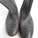 HUGO BOSS black distressed leather wingtip retro made Italy ankle boots 40 7D