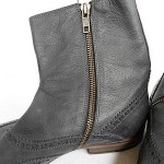 HUGO BOSS black distressed leather wingtip retro made Italy ankle boots 40 7D