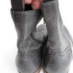 HUGO BOSS black distressed leather wingtip retro made Italy ankle boots 40 7D