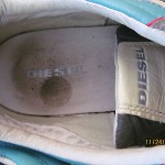 Mens size 12 M leather Diesel low profile athletic sports shoes gray teal beige