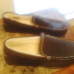 COLE HAAN DRIVING SHOES – BROWN LEATHER – LINED –  NEVER WORN.