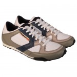 Diesel Mens Dynamykal White Gray Casual Leather Lace Up Sneakers Shoes