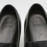 $298 msrp Mens shoes HUGO BOSS black leather slip on loafers sz 11.5