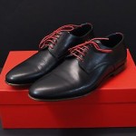 HUGO BOSS Parsio Lace-up Contrast Lace-up Black Leather Shoes sz 8 NEW NWB