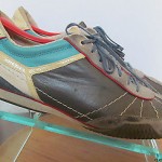 Mens size 12 M leather Diesel low profile athletic sports shoes gray teal beige