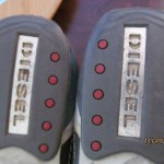 Mens size 12 M leather Diesel low profile athletic sports shoes gray teal beige