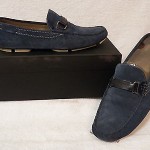 Hugo Boss Drefinno blue suede driving shoes size 10 US