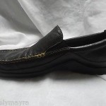 COLE HAAN BLACK LEATHER LOAFER W/BROWN STITCHING SIZE 10.5 M