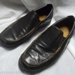 COLE HAAN BLACK LEATHER LOAFER W/BROWN STITCHING SIZE 10.5 M