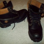 mens pair of size 9M 9 M TIMBERLAND black BOOTS shoes