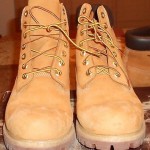 MEN TAN WITH BROWN TRIM TIMBERLAND BOOTS SIZE 10.5–USED