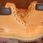 MEN TAN WITH BROWN TRIM TIMBERLAND BOOTS SIZE 10.5–USED