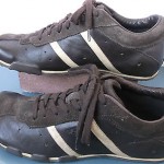 DIESEL, Brown Leather Stripe Fashion Sneakers. Sz 8.5 M