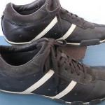 DIESEL, Brown Leather Stripe Fashion Sneakers. Sz 8.5 M