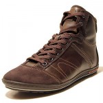 $245 Hugo Boss Dark Brown Leather Sneakers Mid Boots Mens Shoes 8 41 Trainers .5