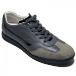 $245 Hugo Boss Black Label Mens Grey Leather Sneakers 11 44 Trainers 10.5 43.5