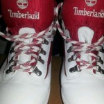 Men’s Red and white timberland boots size 11