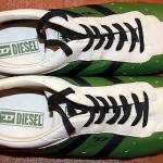 Diesel Mens Wish Shoes Size 8 Walking Sneakers, Green and White – Leather MINT