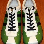 Diesel Mens Wish Shoes Size 8 Walking Sneakers, Green and White – Leather MINT