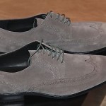 Brand New w Box Hugo Boss Suede Grey Wingtip Shoes for Men, Size US 10