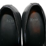 BOSS HUGO BOSS MENS SZ 8 M BLACK LEATHER LOAFERS DRESS SHOES