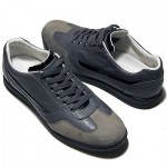 $245 Hugo Boss Black Label Mens Grey Leather Sneakers 11 44 Trainers 10.5 43.5