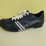 Men’s Diesel Leather Black Blue Casual Sneakers Shoes US 10 EUR 43