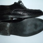 COLE HAAN made in ITALY Black Woven Leather Oxfords 9.5 D Basketweave