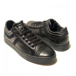 $225 Hugo Boss Black Leather Sneakers Mens Shoes 7 40 Trainers Fashion .5