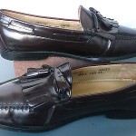 Cole Haan, Burgundy Patent Leather Kiltie Tassel Loafers. SZ 10.5 EEE