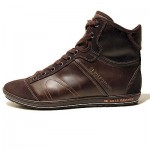 $245 Hugo Boss Dark Brown Leather Sneakers Mid Boots Mens Shoes 8 41 Trainers .5