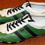 Diesel Mens Wish Shoes Size 8 Walking Sneakers, Green and White – Leather MINT