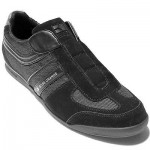 $195 Hugo Boss Sneakers Mens Black Shoes 11 44 Trainers Walking .5 Pull on Kicks