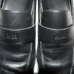 BOSS HUGO BOSS MENS SZ 8 M BLACK LEATHER LOAFERS DRESS SHOES