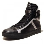 $245 Hugo Boss Black Leather Sneakers Mid Boots Mens Shoes 9 42 Trainers .5