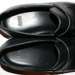 BOSS HUGO BOSS MENS SZ 8 M BLACK LEATHER LOAFERS DRESS SHOES