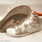 DIESEL MEN’S BRANDSTER G-TOP LACE-UP SNEAKERS WHITE ELEPHANT SKIN 7.5 MED $115
