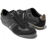 $195 Hugo Boss Sneakers Mens Black Shoes 11 44 Trainers Walking .5 Pull on Kicks