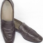 Hugo Boss Mens Dark Gray Leather Loafer Shoes Sz. 8 *Made In Italy*