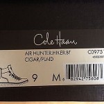 Cole Haan Mens boot Air Hunter.Hiker.BT Cigar/Plaid