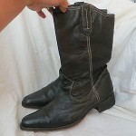 COLE HAAN NIKEAIR MENS BLACK LEATHER COWBOY STYLE BOOTS, 9.5M