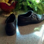 HUGO BOSS  SIDE BUCKLE  BROWN LEATHER SHOES SZ 8.5