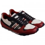 Diesel Mens Gunner White Red Casual Leather Lace Up Sneakers Shoes