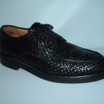 COLE HAAN made in ITALY Black Woven Leather Oxfords 9.5 D Basketweave