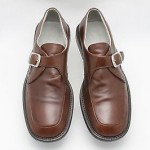 Mens HUGO BOSS brown leather square toe MONK STRAP loafers sz 8