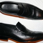 BOSS HUGO BOSS MENS SZ 8 M BLACK LEATHER LOAFERS DRESS SHOES