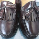 Cole Haan, Burgundy Patent Leather Kiltie Tassel Loafers. SZ 10.5 EEE
