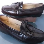 Cole Haan, Burgundy Patent Leather Kiltie Tassel Loafers. SZ 10.5 EEE