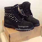 Custom Spiked Black Timberland Boots Size 10 Men